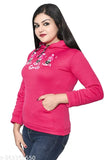 Wool girls full sleeve graphic print hooded sweatshirt, printed net design suitable for winter, cool places