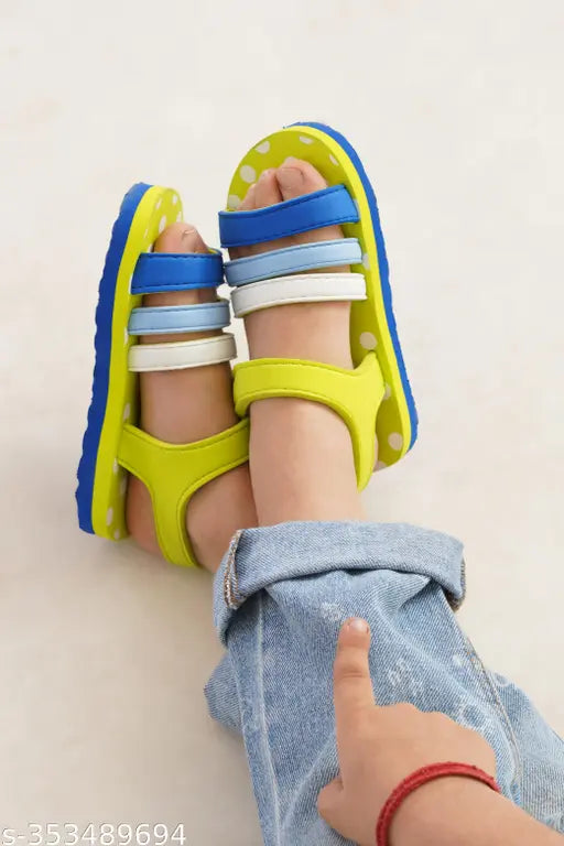 Neon Green Unisex EVA Sandals - Premium Butterscotch Printed Design, ideal for kids aged 12-13 years. Made in India