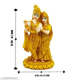 Golden poly resin Radha Krishna jugal jodi idol - decorative Hindu deity showpiece for home mandir, India origin