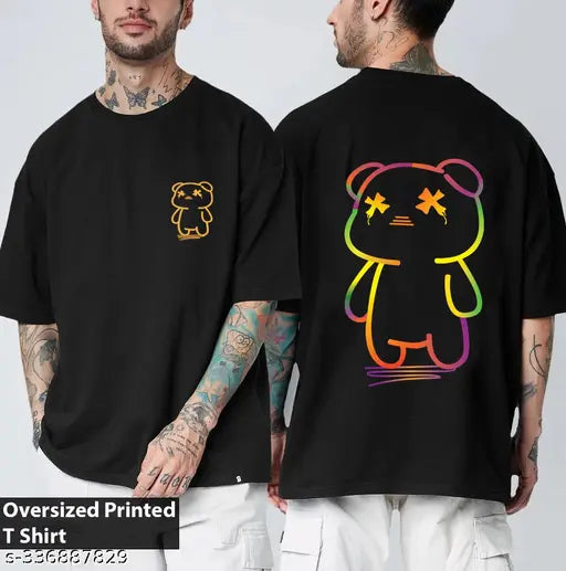 Black cotton oversized graphic print Scott Fincher men's t-shirt, ideal for everyday wear and various activities