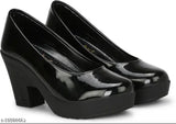 Black synthetic solid high heel for women - embellished net pattern, Indian-made footwear accessory