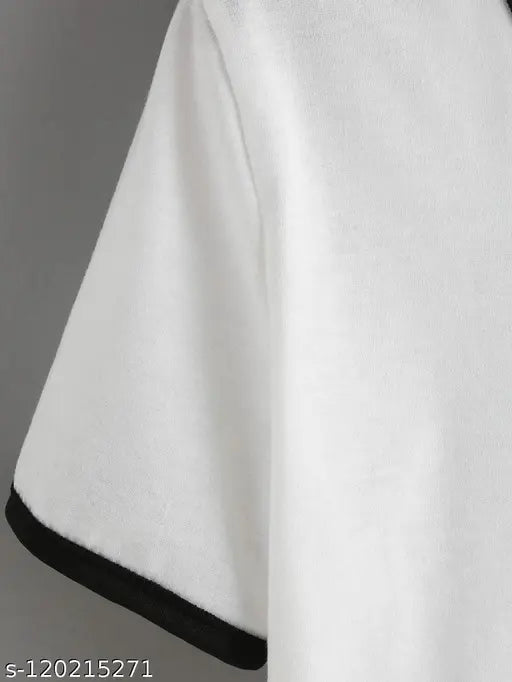 Cotton crop top tee, printed pattern by Veroconric by Veronica Elegants. Short sleeves, sizes M-XL. On model standing