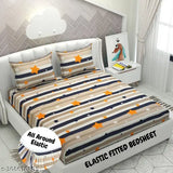 Soft white microfiber star pattern bedsheet & pillow cover, ideal for summer use on 4-8" thick double mattresses