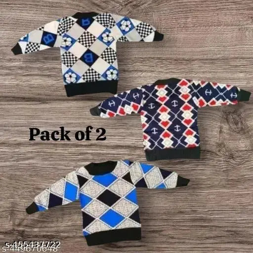 Trendy semi-woolen kids sweatshirt, colorblocked pattern, long sleeves, suitable for winter/semi winter