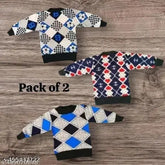 Trendy semi-woolen kids sweatshirt, colorblocked pattern, long sleeves, suitable for winter/semi winter