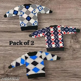 Trendy semi-woolen kids sweatshirt, colorblocked pattern, long sleeves, suitable for winter/semi winter