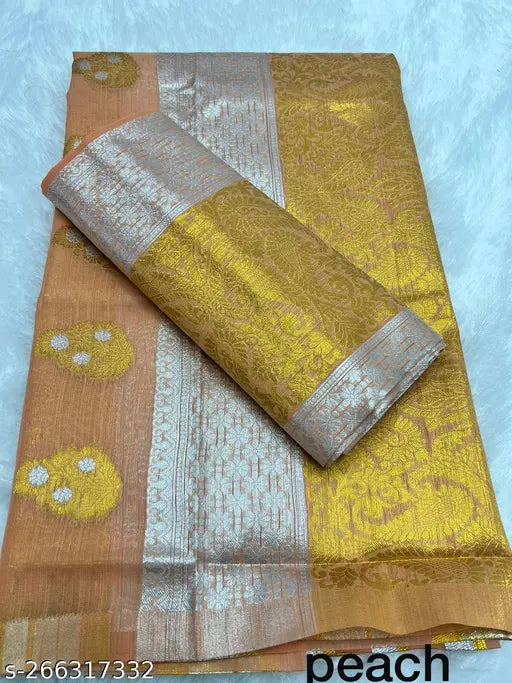 Assamese Zari Woven Cotton Mekhela Chador, free size, machine made
