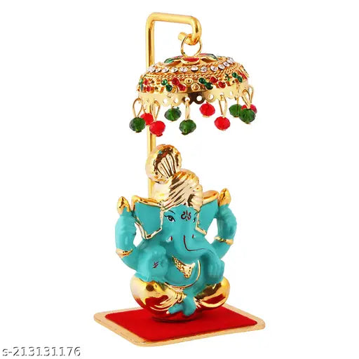 Marble Ganesh Idol with Umbrella Stand - Handcrafted divine protection, sacred spiritual symbol for your journey