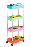 Indian plastic vegetable trolley, free size, shelve-4 mix for kitchen organization