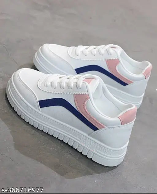 White synthetic sneakers for kids by BUCADIA, breathable, lightweight, and durable