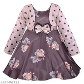 Silver Kraft long-sleeve printed net satin winter dress (fe2811bwn), 7-8 years, spruce wardrobe
