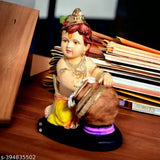 Resin Krishna Idol for Home Decor, Indian God Lord Krishna Statue with Flute, 15.5cm x 18.5cm x 9cm