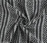 Black and White Geometric Pattern HomewayTex 100% Cotton Throw, versatile for indoor/outdoor use as bedspread, sofa cover, or blanket; breathable, lightweight, reversible, super soft, easy to maintain
