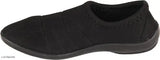 Black synthetic belly shoe for ladies, featuring ankle loop fastening and solid design by Walkaroo (India)