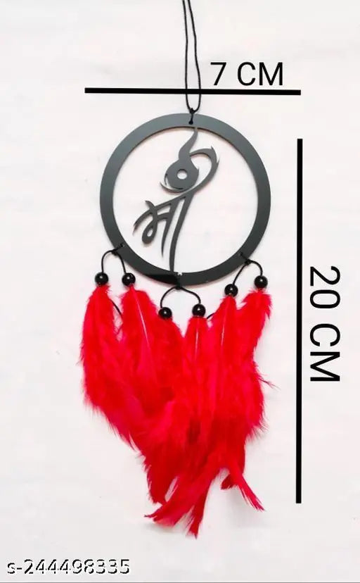 Wooden Art Decoration: Heart-shaped car showpiece, made in India. Eye-catching wooden dream catcher for positive vibes