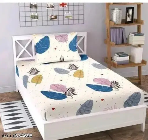 Grey floral Glace cotton single bedsheet, superfine quality for summer - Anjal Pure Glace