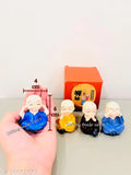 Indian Buddha Monk set of 4 statues, decorative figures for car, home, office or bedroom
