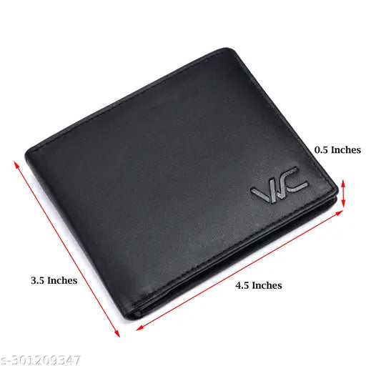 Black leather men's wallet & pen combo, high-quality genuine leather, RFID protected, 2 compartments, free size, made in India