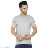 Grey cotton regular fit round neck t-shirt for men by Filev, premium bio-washed material, short sleeves, ideal for all seasons