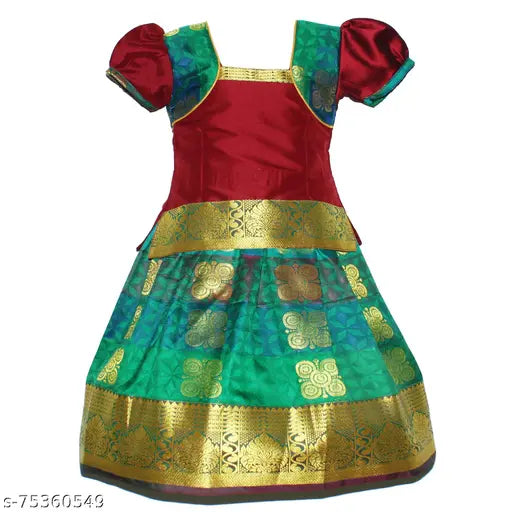 Girls' floral embroidered cotton-silk Lehanga Choli with waist belt, aged 6-8 years, India origin