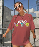 Stylish printed oversized women's cotton-blend t-shirt, colorful trendy texture, short sleeves, XL size (Bust: 44in, Length: 29in) - ERFOLG INTERNATIONAL fashion for all generations