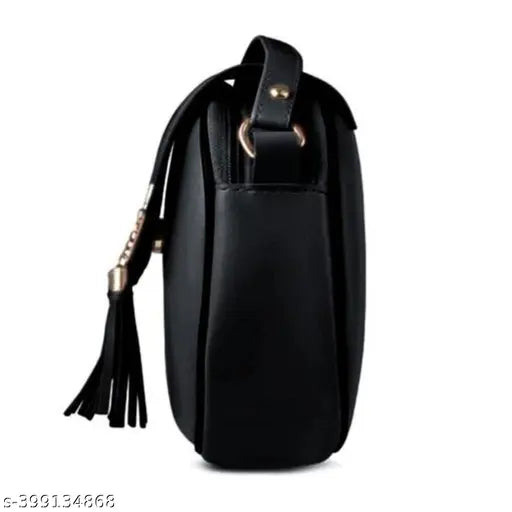 Trendy PU sling bag for women and girls, solid net pattern, 2 compartments, free size (10x4x8in), made in India