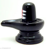 Black ceramic Shivling, ideal for home or office temples