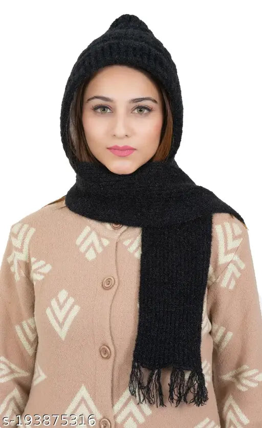 Woolen beanie cap with muffler, soft knit design, winter essential, handcrafted from India