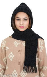 Woolen beanie cap with muffler, soft knit design, winter essential, handcrafted from India