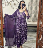 Rayon Adinath dupptta set: printed three-quarter sleeve kurta with dupatta and bottomwear on display