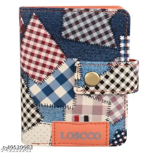 Solid faux leather two-fold wallet, hand-stitched in India, perfect for organizing essentials