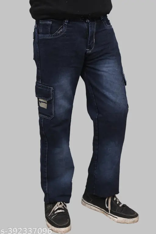 Black pearl new denim jeans for men (pack of 1), solid-colored classic fit, size 24/42, Indian origin