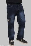 Black pearl new denim jeans for men (pack of 1), solid-colored classic fit, size 24/42, Indian origin