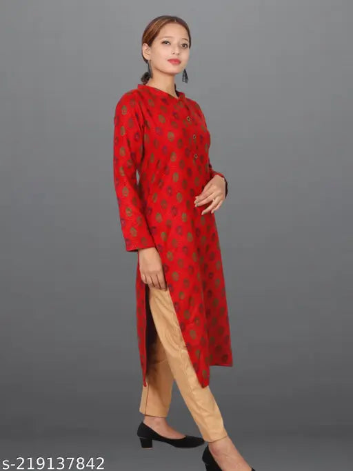 Plus-size winter wear woolen kurta full sleeves, printed combo, three-quarter sleeves, sizes 3xl to 8xl, India-made