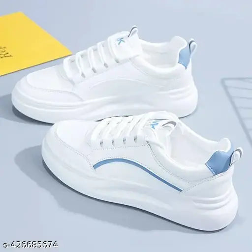 Blue synthetic sneakers for women, durable and breathable with lace-up fastening, lightweight and slip resistant