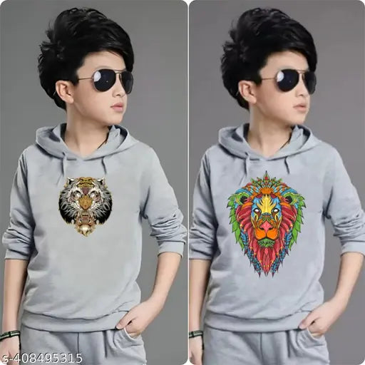 Kids' cotton blend Paris print hooded full sleeve graphic t-shirt, 3-16 years size range available in pack of 2