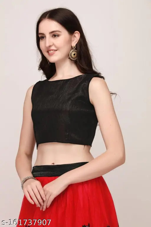 Red art silk embroidered semi-stitched lehenga choli with net dupatta, Indian traditional bridal attire