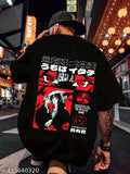 New Arrivals anime printed cotton T-shirt, trendy men's three-quarter sleeve shirt, size S (36"x27"), made in India