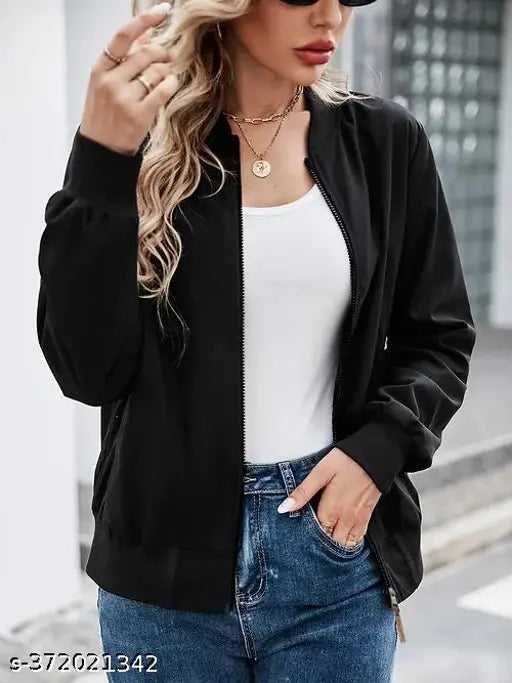 Leotude women's fleece bomber jacket, full sleeve, plus size available - solid color, trendy texture fashion for all generations