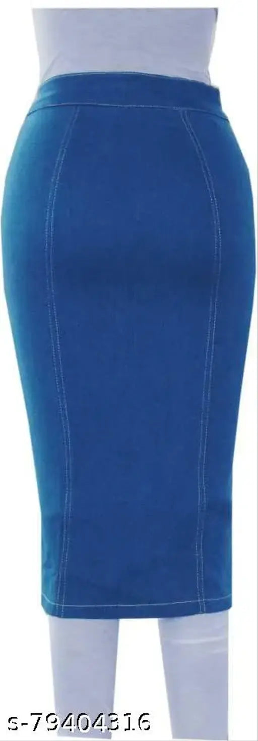 Solid denim women's skirt, Indian-made, size 32 (waist 32in, length 23in, hip 38in)