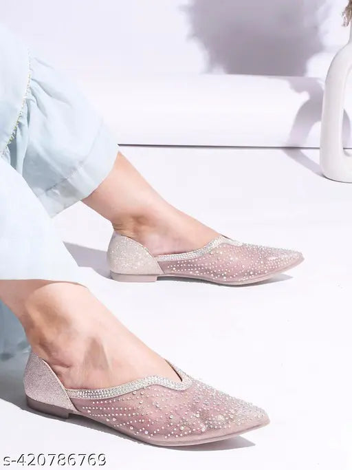 Stylish synthetic embellished ballerinas for women and girls, stone jutti - India (Sultan)