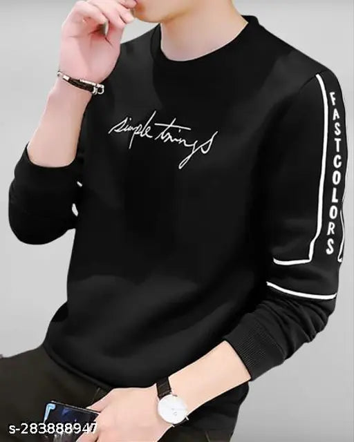 Long-sleeve cotton blend men's t-shirt with printed design, made in India