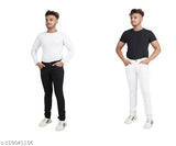 Cool men's denim jeans (pack of 2), solid pattern in sizes 28, 30, and 32 from India