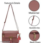 Synthetic women's sling bag, 3 compartments, solid net, free size, ideal for gifting, suitable for formal and casual use, Indian origin