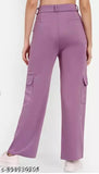 Cotton Lycra solid-colored TINA COLLECTION cargo pants for girls and women, perfect for parties, available in sizes 26, 28, 30, and 32
