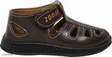 Brown synthetic leather casual shoes-sandals for 3 months to 7 years, ideal for both boys and girls, featuring adjustable velcro straps and PVC sole. Perfect for regular and party wear