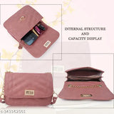 Faux leather gold chain slingbag, solid net, versatile women's accessory, India-made fashion essential