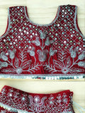 Embellished velvet kids lehenga choli set without dupatta, party occasion wear for girls aged 0-3 years