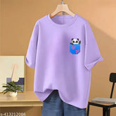 Cotton oversized pocket panda women's t-shirt by Skyct Store, soft and breathable for any occasion