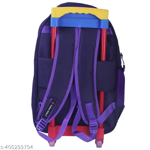 Multicolor waterproof school trolley bag (40L, 18 inches), polyester net with three compartments for kids